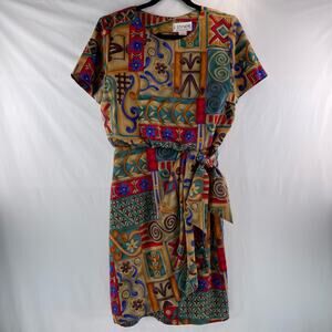 Vintage J. Stevens by Carol Escritor Abstract Print Dress Size 8